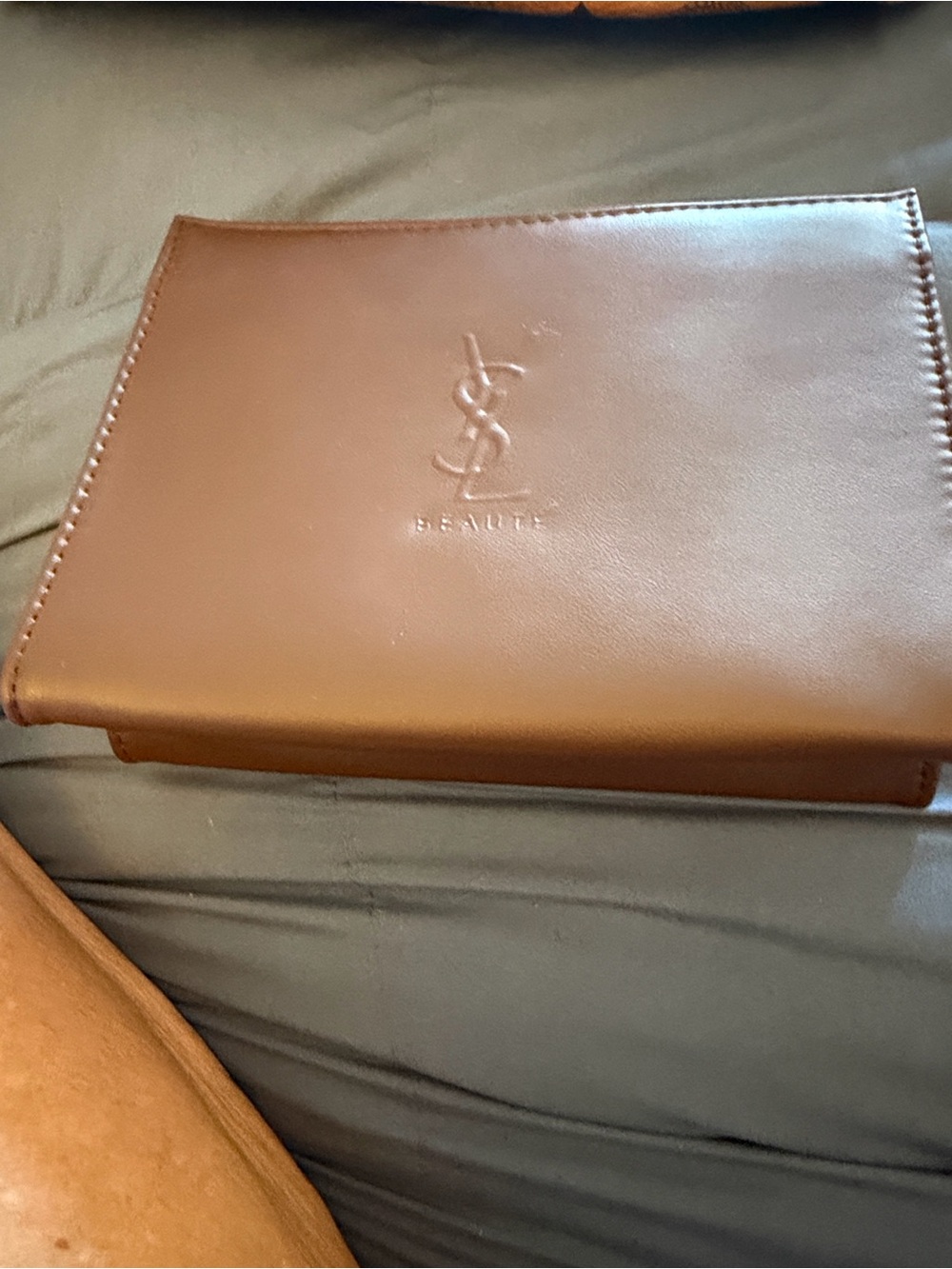 Yves Saint Laurent Brown Leather Toiletry Pouch